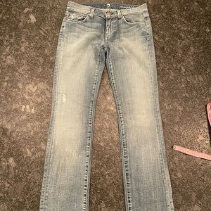 7 for all mankind size 27 straight let light wash jeans, new